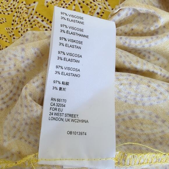 NWT Maeve Anthropologie Fete Midi Medium Dress Yellow Motif Faux Wrap Surplice - Picture 5 of 7